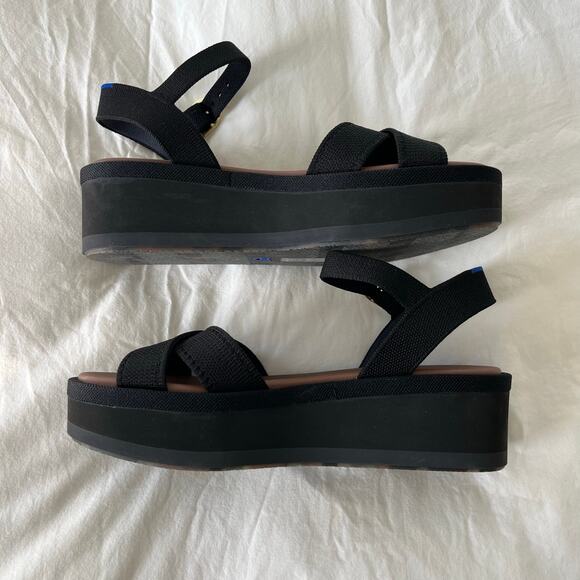 Rothy’s NWOT The Criss Cross Lightweight Wedge Platform Sandal in Black Size 9.5 - Picture 11 of 11